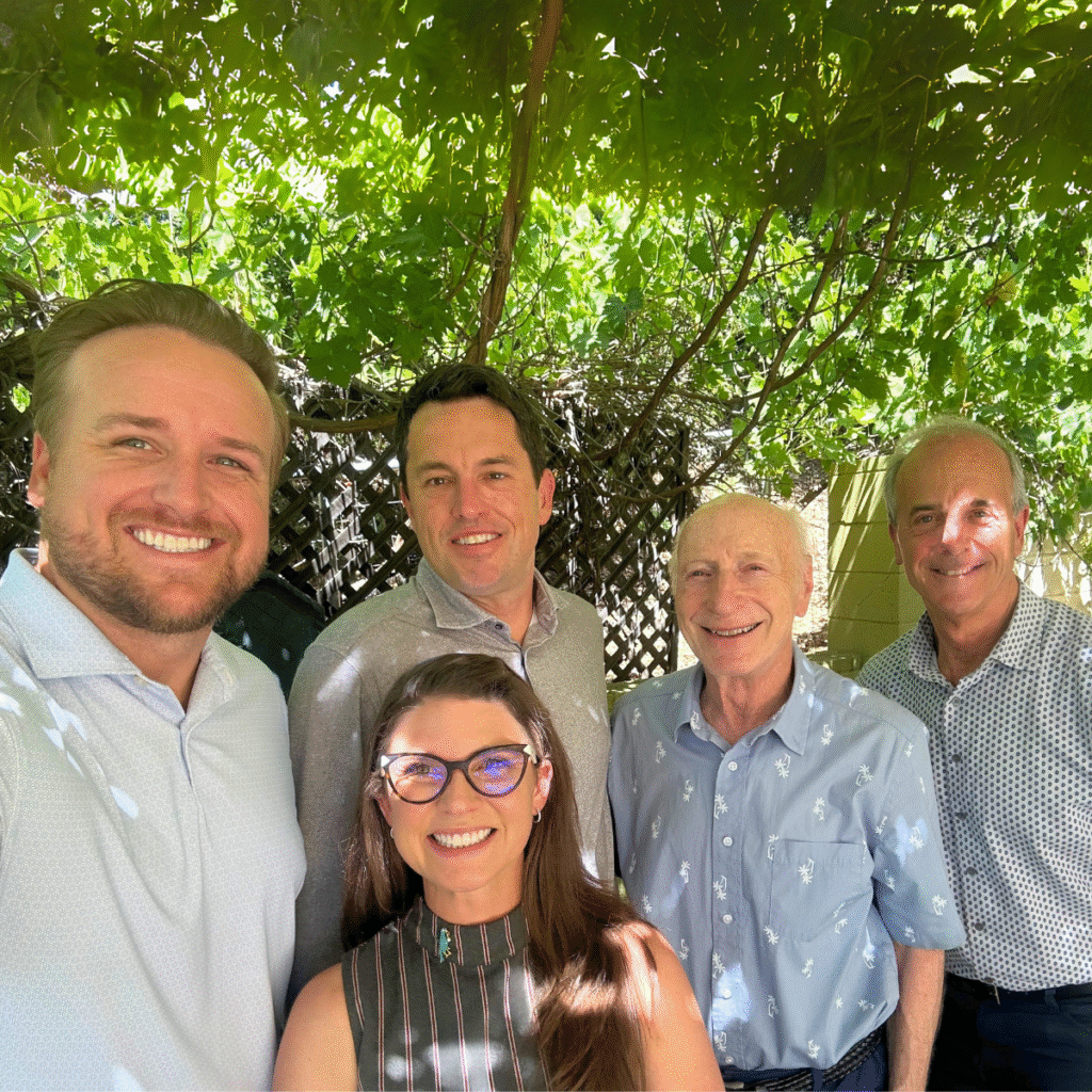 Team meeting in Southern California including Matt Barkley, Natalie Lueders, Michael Cannivet, Dr. Stephen Sideroff, and Geoffrey Berwind