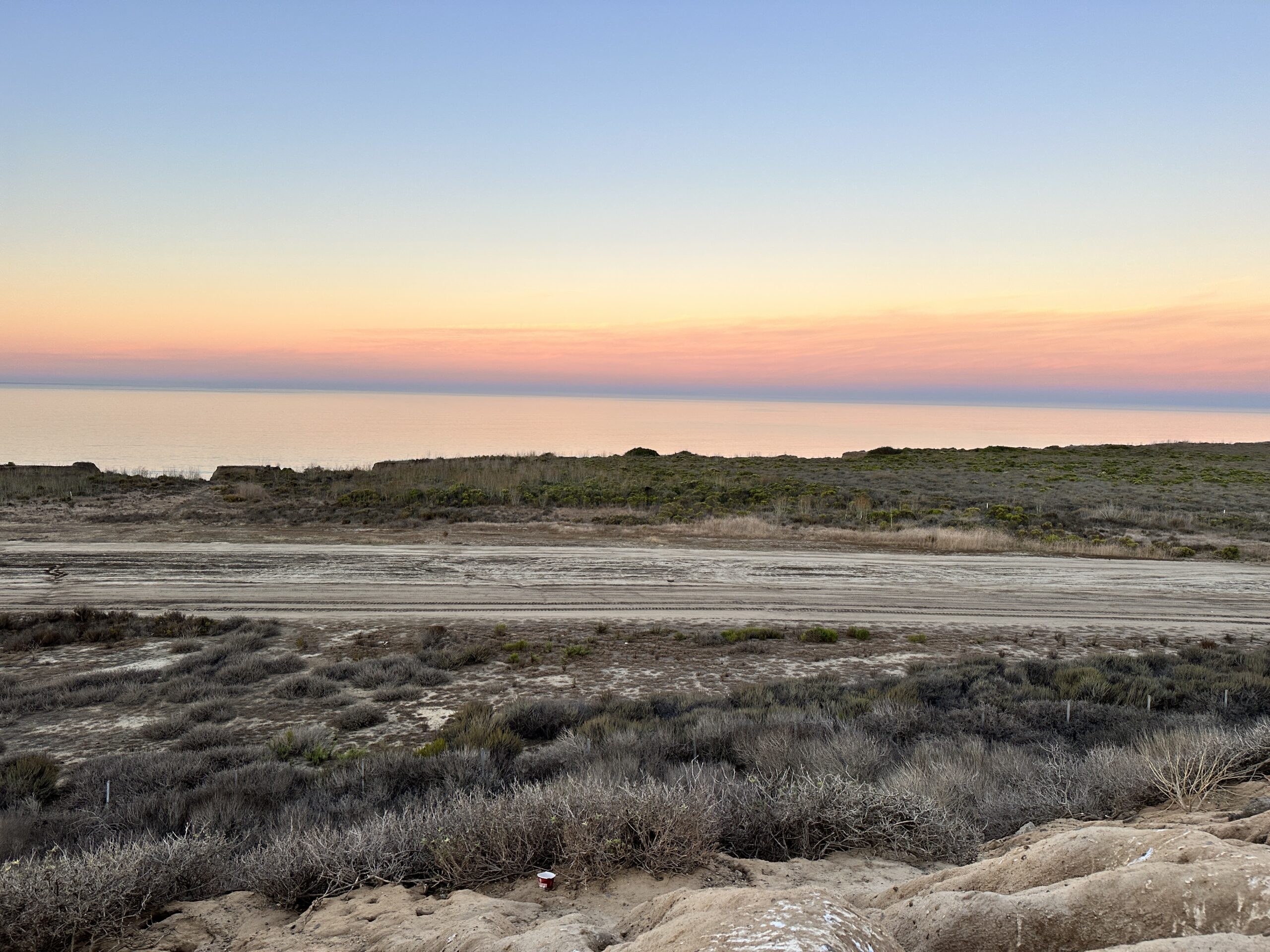 Sunrise view of the Pacific Ocean in Southern California.