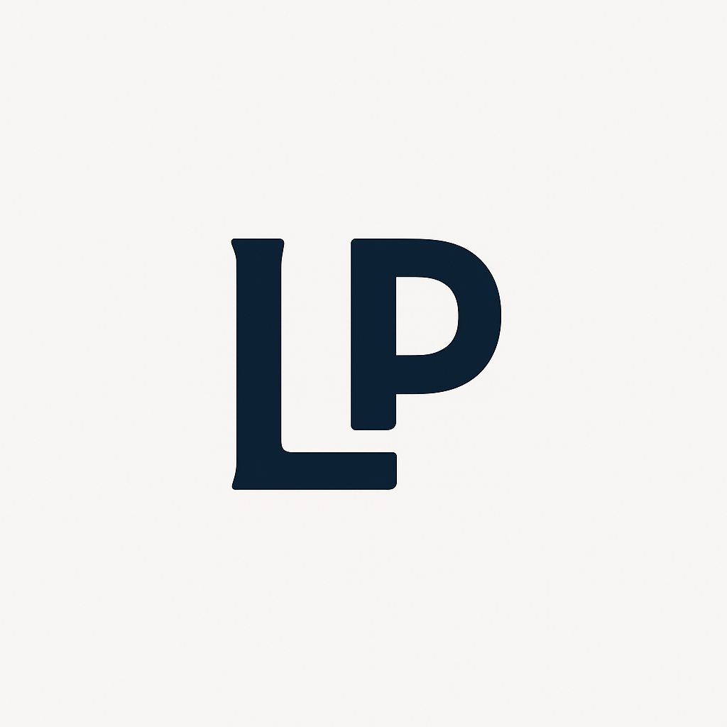 Navy L and P representing The Lueders Project